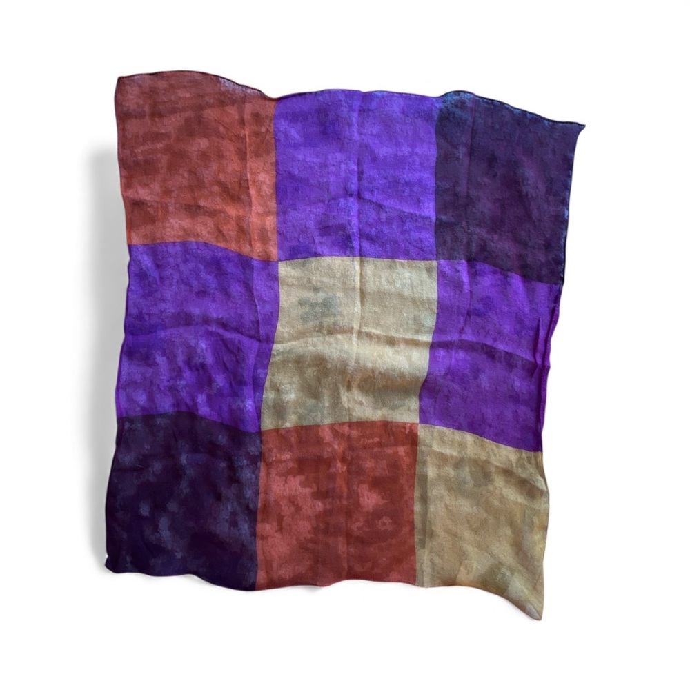 Saks Fifth Avenue Multicolor Patchwork & floral silk Scarves set made in Italy